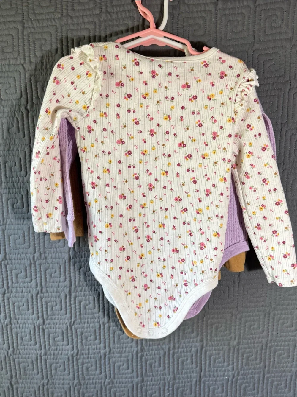 Lot Of 3 Garanimals Bodysuit Baby Girl 18 Months Longsleeve Multicolor